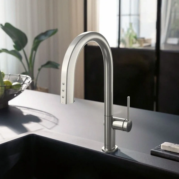Фото смеситель для кухонной мойки hansgrohe aqittura sodasystem 76806800