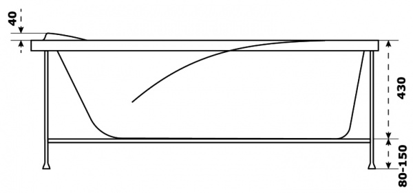 Фото акриловая ванна bas толедо 170x75 см в 00065