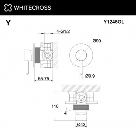 Фото встраиваемый смеситель для душа whitecross y y1245gl, цвет: золото