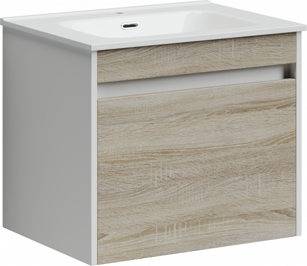 Фото тумба под раковину sancos smart 60 см, цвет: дуб бардолино/белый sm60e