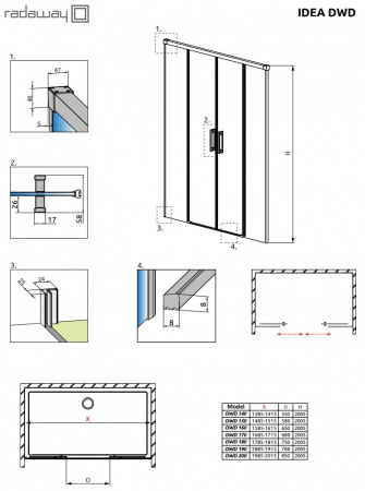 Фото душевая дверь radaway idea dwd 140 см 387124-01-01