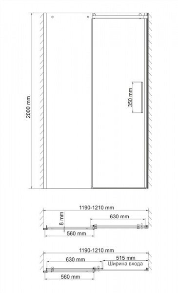 Фото душевая дверь wasserkraft dinkel 120 см 58r05